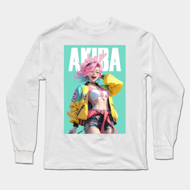 AKIBA DRIP - BE HAPPY 幸せになって | PRETTY CUTE SMILING ANIME GIRL Long Sleeve T-Shirt by Akiba Drip